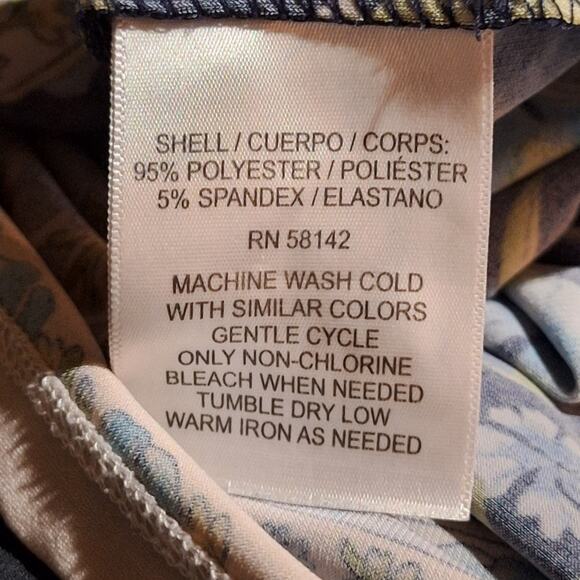 London Times Dress Women's 3X Midi Shift 3/4 Sleeves Navy Floral Bohemian Boho - Picture 6 of 6